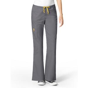 WonderWink Women's Scrubs Romeo Six-Pocket Flare Leg Pant - XL, 6 Pockets, Elastic Waistband with Convertible Drawstring (Pewter)