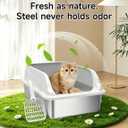 2PACK Stainless Steel Cat Litter Boxes, XL Large Metal Litter Box with High Sides Lid, Odor Free Litter Pan Include Scoop Easy Cleaning Anti-Scratch Kitty Cat Box Anti-Urine Leakage, Non-Sticky
