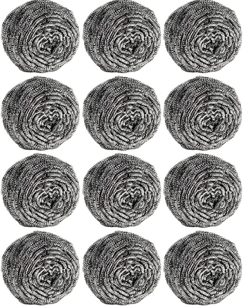 12Pcs Steel Wool Scrubber Pads for Cleaning Dishes, Pans, Pots, Ovens, Grills, Sinks - Stainless Steel Scrubbers for Kitchen, 12 Pack