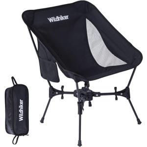 Wildhiker Portable Compact Folding Camping Chairs Lightweight, Easy to Pack, Wider Seat Surface with Side Pocket for Lawn, Backpacking, Motorycling, Hiking, Travel, Outdoor Festivals