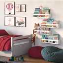 NATURE SUPPLIES Set of 4, White Floating Nursery Book Shelves, 23.1" Solid Wood Floating Bookshelves, Wall Book shelf for Kids Rooms Decor, Toys & Playroom Furniture, Kids Bookshelf, Nursery Bookshelf