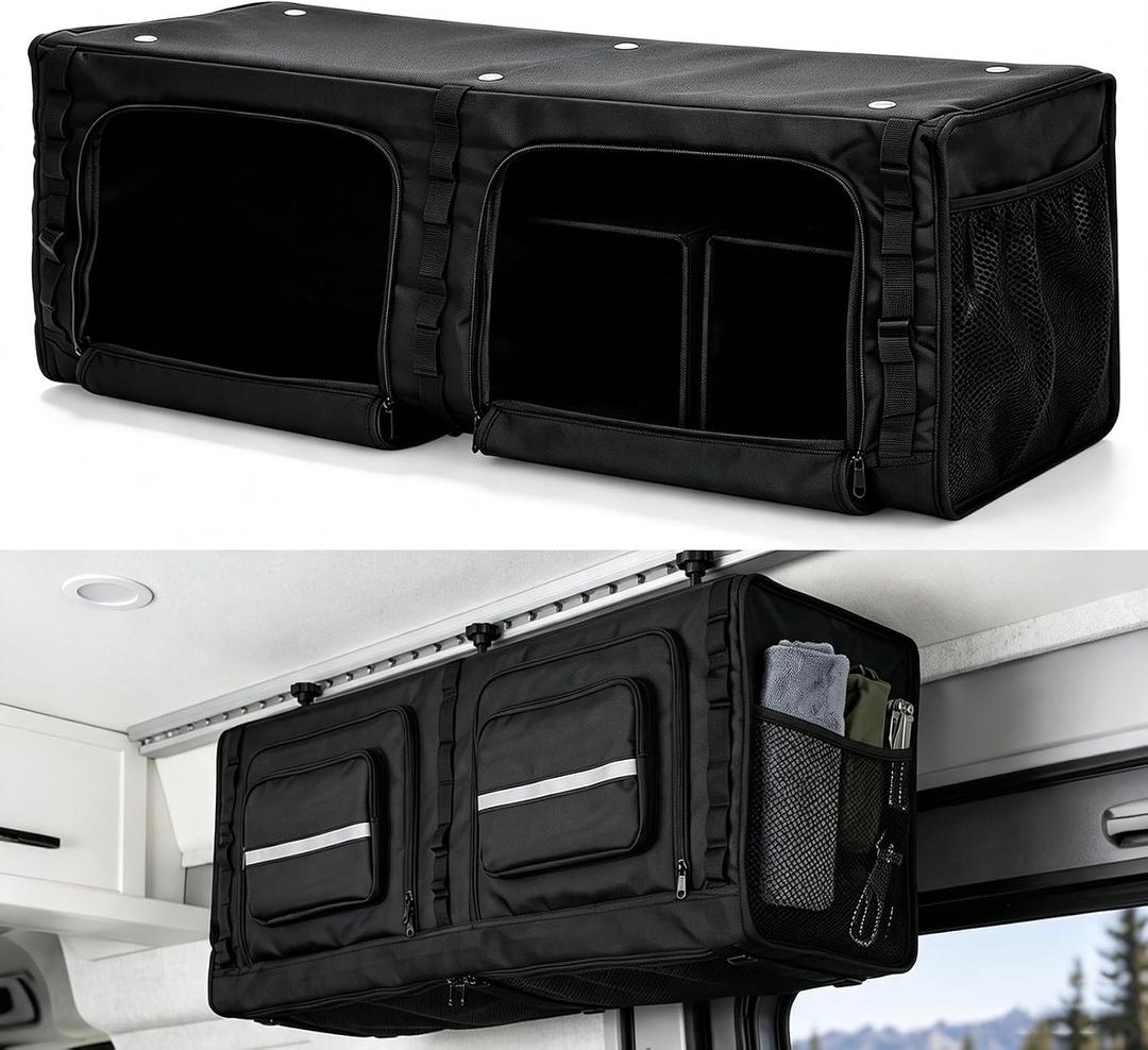 36" RV Overhead Soft-Sided Storage Cabinet, Van Organizer Storage Cabinet