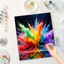 TAOPAOLAB Bright Rainbow Paint by Numbers Kit for Adults - DIY Rainbow Color Explosion on Dark Background Painting on Canvas 16x20 Inches, Acrylic Paint Set, Suitable for Beginners,Art for Decoration