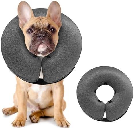 MIDOG Dog Cone - Inflatable Soft Donut Collar Alternative for Dogs After Surgery, Protective Recovery Collar Prevents Licking, Comfortable E-Collar Alternative for Dogs (Gray, M+)