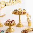 HBlife 3 PCS Gold Cake Stand Set (8"/10"/12" Plate) for 6-10 Inch Cakes, Dessert Table Display Set, Cupcake Stand for Party, Wedding, Birthday, Baby Shower, Anniversary (Metal)