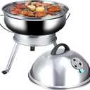 15" Professional stainless-steel braai, Portable Charcoal Grill,Foldable legs,Spherical grill, with 3-Point Locking Lid for Heat Preservation,Outdoor Cooking Barbecue Camping BBQ Coal Kettle