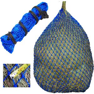 T TEKE Ultra Slow Hay Feeder Nets, 39" Length With 1"1/4" Feeding Holes, Horse Supplies Bags for Horses, Goats, With Extra Spared Cord (Blue)
