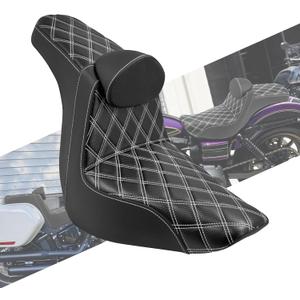 One-Piece Two-Up Seat with Backrest Fit for Harley Softail 2018+