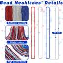 Huskein 200 PCS Beads Necklace, 33" Patriotic Necklace, Red Blue Silver Fourth of July Beads Accessories Party Supplies for Adult 4th of July Independence Day Memorial Day Veterans Day