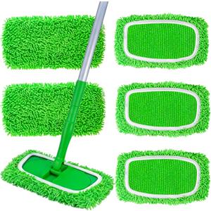 Mop Pads for Swiffer Sweeper Reusable Mop Dry Wet Mop Pad Refills Microfiber Replacement Sweeping Cloths Floor Cleaning Mopping Pad (5PCS) (Green)