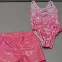 JiAmy Gymnastics Leotards for Girls, Sleeveless Sparkly Dance Biketards with Shorts Ballet Tumbling Outfit for 3-4T