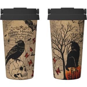 bassyil Halloween Vintage 17oz Insulated Coffee Mug with Flip Lid Handle Witch Spooky Themed Stainless Steel Insulated Travel Tumbler Spill Proof Halloween Cup Gift for Women Men Adults bassyil Halloween Vintage 17oz Insulated Coffee Mug with Flip Lid Handle Witch Spooky Themed Stainless Steel Insulated Travel Tumbler Spill Proof Halloween Cup Gift for Women Men Adults