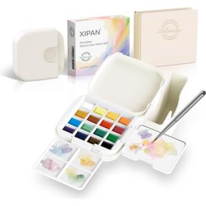 Mini Watercolor Paint Set - Compact Travel Art Kit with 16 Colors,Detail Paint Brush, Palette & Watercolor Sketchbook - Pocket Travel Watercolor Set, Painting Sets, Art Supplies - Classic Colors