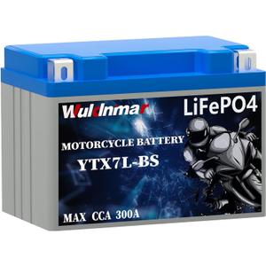 ATV Battery 12V, Lithium Motorcycle Battery, YTX7L-BS, LifePO4 12V 3Ah 300A CCA, Lithium Powersport Battery, Sportster Battery, Harley Battery for ATV, UTV, 4 Wheeler, Dirt Bike, Quad Battery