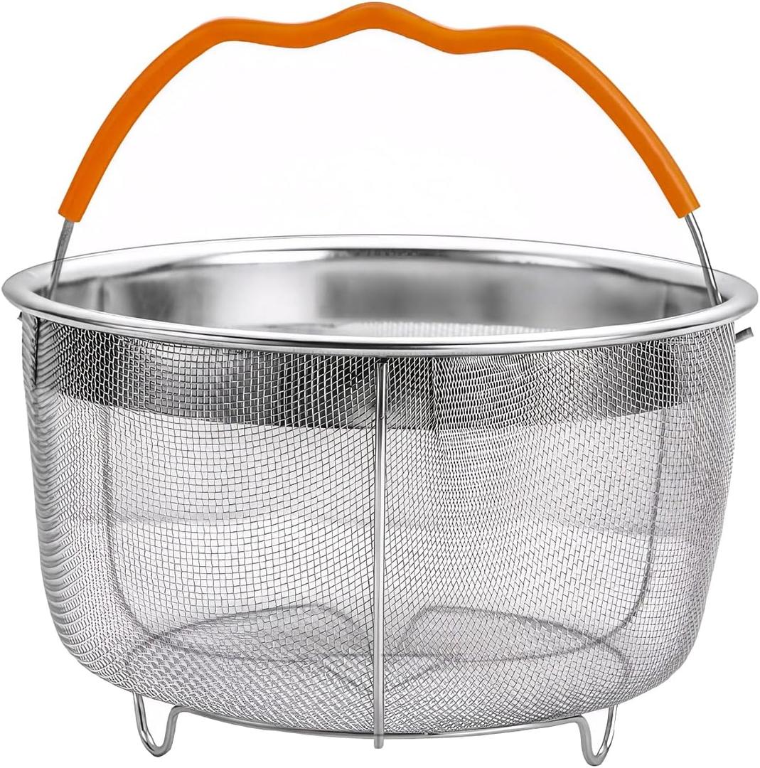Steamer Basket for Instant Pot Accessories 6 & 8 Qt - Stainless Steel Mesh Strainer Insert - Vegetable Steamer for Cooking Broccoli, Eggs, Pasta - Fits All Pressure Cooker Pots - Silver