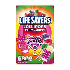 Lifesavers Lollipops Fruit Variety Candyn Stickers plus Teachers Card 25count 8.8oz (249g) (EXP 10/03/27)
