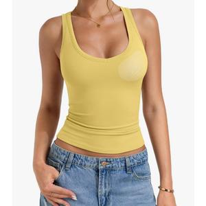 PINKMSTYLE Women Padded Tank Tops Scoop Neck Double Lined Sleeveless with Built in Bras Shirts Slim Basic Summer Clothing, XS