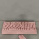 MEETION Wireless Keyboard and Mouse, Full-Sized Cordless Keyboard with Wrist Rest, 3 DPI Adjustable Mouse, Keyboard and Mouse Set with 2.4GHz USB Receiver, for PC/Computer/Laptop/Windows/Mac, Pink