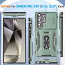 Heavy Duty Case for S24Ultra with Camera Cover,Alpine Green | Rotated Ring Kickstand, Dual-Layer, Shockproof, Military-Grade Protection, for Samsung Galaxy S24 Ultra