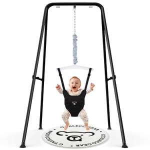 G TALECO GEAR Baby Jumper with Stand,Baby Bouncer,Easy Set-Up,Baby Exerciser for Active Babies,Suitable for Indoor and Outdoor, Water Mat Include (Black)