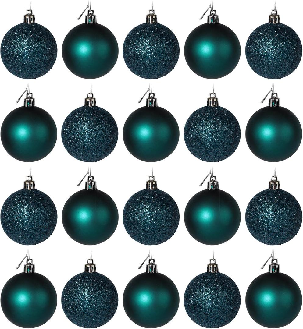 Kingfisher Teal Blue Glitter Christmas Tree Hanging Baubles 