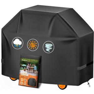 Grill Cover 60 Inch - Superior BBQ Cover for Weber Genesis 300 Series Gas Grill - 600D Outdoor Barbecue Covers for Weber Genesis ii 300, Dyna-glo, Char-Broil, Nexgrill, Monument and Brinkmann (Black)