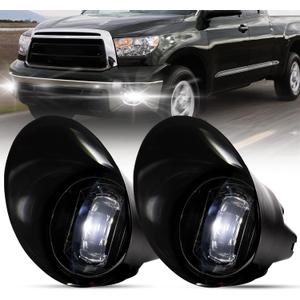 BUNKER INDUST LED Fog Lights for Toyota Tundra 2007-2013/Sequoia 2008-2011, Clear Lens OEM Driving Bumper Fog Lamp Kit Fog Light with Adapter Extension Harness