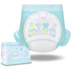 Littleforbig Adjustable Hook-and-Loop Fastener Closure Adult Printed Cloth Back Diaper 10 Pieces - Baby Parade (Medium 28"-38") (Blue)