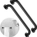 2 Pack 16 Inch Matte Black Shower Grab Bar,ZUEXT Stainless Steel Wall Mount Safety Grab Bar Handle,Bathroom Balance Bar, Safety Hand Rail Support - Handicap, Elderly, Injury, Senior Assist Bath Handle
