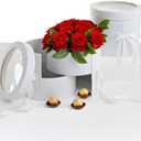UNIKPACKAGING Premium Quality Round Flower/Gift Box 2 TIER w Lid, Size 7.8 dia x 7 inch for Luxury Arrangements (White)