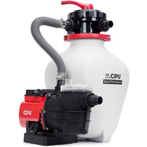 CIPU 14inch Sand Filter Pump System for Above Ground Pools, 3/4 HP Pool Pump with Timer and Filter Basket, 6-Way Multi-Port Valve for Seasonal Pool Filtration