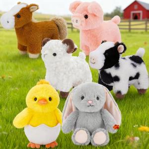 MaoGoLan 6-Pack Stuffed Farm Animal Bulk Plush Toys Set 10 Soft Stuffed Animals for Kids, Girls - Party Decor, Centerpieces & Pretend Play, Thanksgiving, Christmas, Easter Gifts
