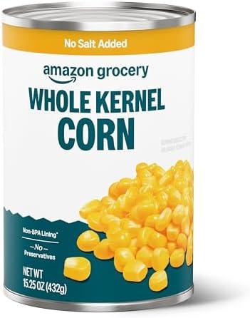 Amazon Grocery, Canned Whole Kernel Corn, No Salt Added, 15.25 Oz (Previously Amazon Fresh, Packaging May Vary) Pack of 5