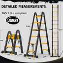SINMEIRUN Telescoping Ladder, 12.5 FT, A Frame, 330 lbs Capacity; Yellow