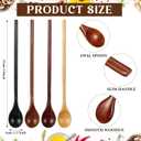 4 Pcs 13 Inch Long Handle Wooden Spoons for Cooking Long Handle Tasting Tea Spoon Wooden Utensils Vintage Stirrer for Kitchen Soup Coffee Cocktail Honey Mixing Stirring, 4 Colors