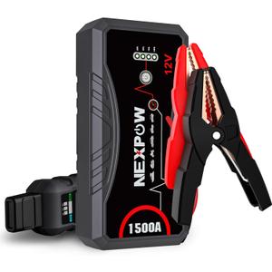 NEXPOW Car Jump Starter Car Battery Jump Starter Pack 1500A Peak Q10S for Up to 7.0L Gas and 5.5L Diesel Engine12V Auto Battery Booster,Jumper Cables Portable Lithium Jump Box with LED Light/USB QC3.0