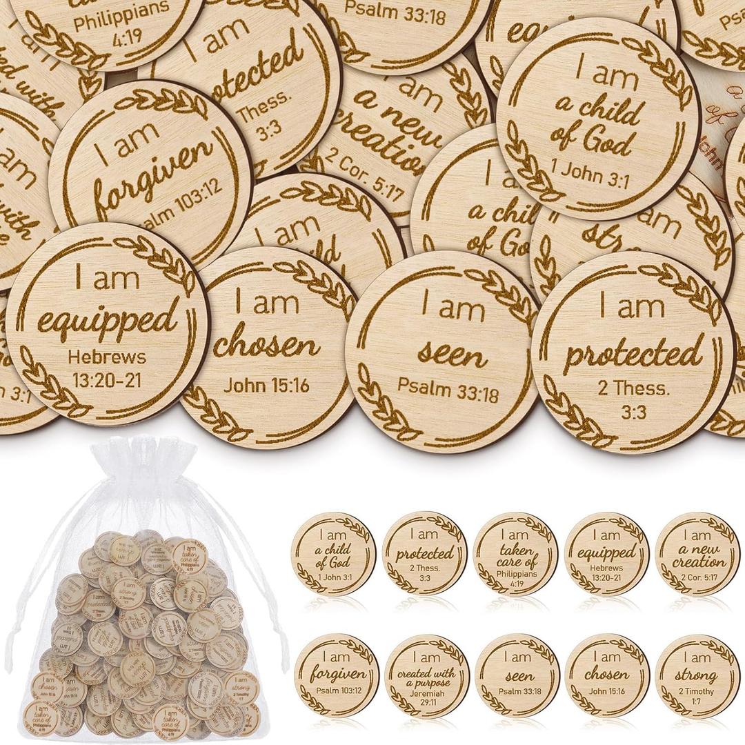 150 Pcs Scripture Pocket Tokens Bulk Bible Verse Party Favors Jesus Bible Verse Coins Christian Party Gifts for Scripture Study Sunday School Church Prayer