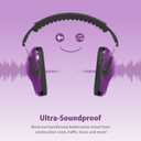 Dr.meter Ear Muffs for Noise Reduction SNR27.4 Kids Ear Protection with Adjustable Headband - Kids Noise Cancelling Headphones for Concerts, Football Game, Fireworks and Air Shows - Dark Purple