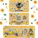 Timgle 3 Pcs Bee Kitchen Rugs Gnomes Rug Retro Style Non Slip Kitchen Print Floor Mat Washable Floor Comfortable Mat for Home Office Sink 17 x 29 Inch 17 x 47 Inch