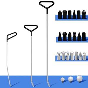 KINNIPON Car Dent Removal Rod Tools, Paintless Dent Repair Kit with 3 Pcs Stainless Steel Rods and 22Pcs Tips, Dent Repair Rods for Car Dents Door Dings and Hail Damage Removal