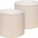 Lamp Shades Set of 2 - Drum Lampshades 11.4" x 12.9" x 9.8" Inches, Fabric Medium Replacement Lampshades for Table Lamp, Floor Lamp, Assembly Required, Spider,Linen (Beige)
