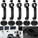 E-cowlboy Door Handle Cover Inserts+Tailgate Handle Cover+Recess Guard for 2007-2018 Jeep Wrangler JK JKU Sports Sahara Freedom Rubicon Unlimited Exterior Accessories (Black 15PCS)