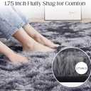 Fluffy Shag Area Rug, 3x5 Tie-Dyed Dark Grey Rugs for Bedroom, Soft Plush Area Rugs for Living Room, Non-Slip Indoor Carpet for Nursery, Study Room, Dressing Room, Home Decor