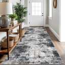 IOHOUZE Abstract Runner Rug 3x10 Ft Washable Runners for Hallways, Non Slip Kitchen Runner Printed Faux Wool Entryway Runner Indoor, Modern Abstract Floor Carpet for Hall Kitchen Bedroom, Black Grey
