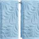 Artoid Mode 2 Pcs Light Blue 3D Leaves Jacquard Hand Towels for Bathroom, 100% Cotton Soft Absorbent Bathroom Decor Towels, 13.7 x 29.5 Inch