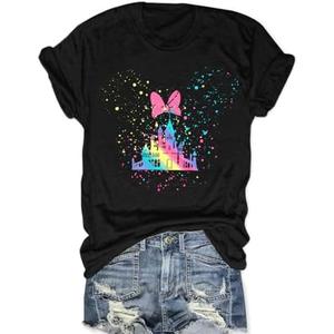 onivison Magical Shirt for Women Magic Kingdom Castle Tshirt Women Casual Vacation Holiday Short Sleeve Tee Top, M