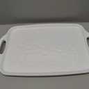 TP Large Serving Trays with Handles, 19" x 12" Melamine Serving Platters for Food, Turkey, Set of 2 Rectangular Trays for Party, Pure White