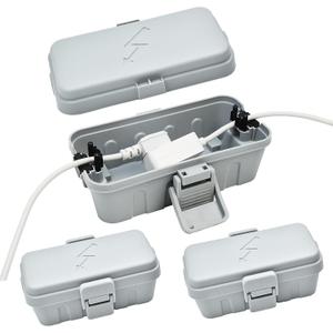 Hrensaw 3PCS Small Weatherproof Electrical Connection Box(Inner 5.5x3x2.2inch),Outdoor Electrical Box,Waterproof Extension Cord Covers for Plug, Extension Cables, Holiday Lights,Grey