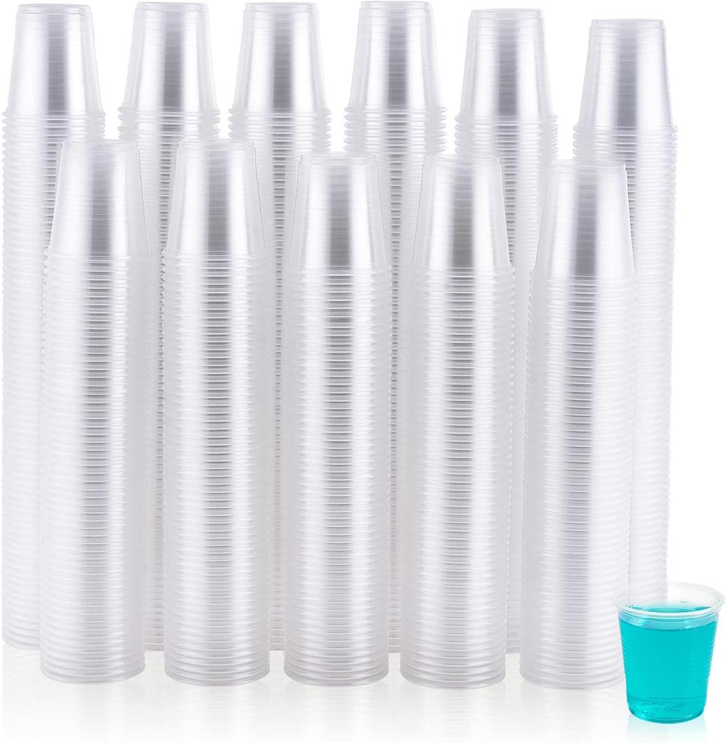 JOLLY CHEF 7𝟎𝟎 𝐏𝐚𝐜𝐤 3 oz Clear Plastic Cups, Disposable Mouthwash Cups for Picnic, Travel, Halloween, Christmas Parties