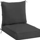 Sundale Outdoor Olefin Deep Seat Cushion, Patio Chair Cushion and Pillow, Water-Resistant Sectional Sofa Pad with StrapsDark Gray, 24 x 24 x 4 Inches